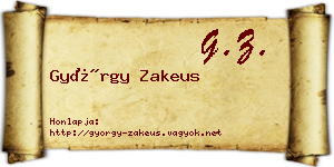 György Zakeus névjegykártya